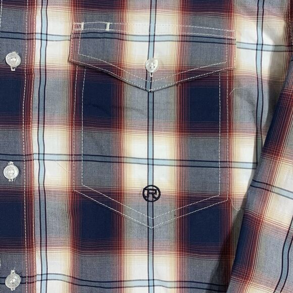 Roper Western Shirt‎ Mens Size M Button Down Plaid Cowboy Rodeo Pockets - Picture 5 of 7